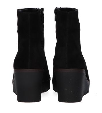 Zwarte bottines in nubuck met plateauzool Gabor