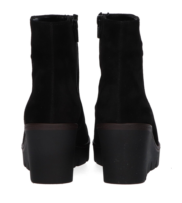 Zwarte bottines in nubuck met plateauzool Gabor