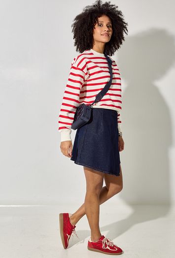 Donkerblauwe jeansrok met rits Yaslisana Y.A.S