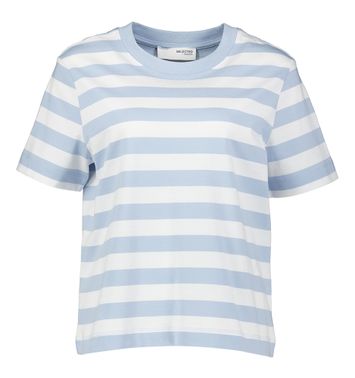 Blauw wit gestreepte t-shirt Selected 