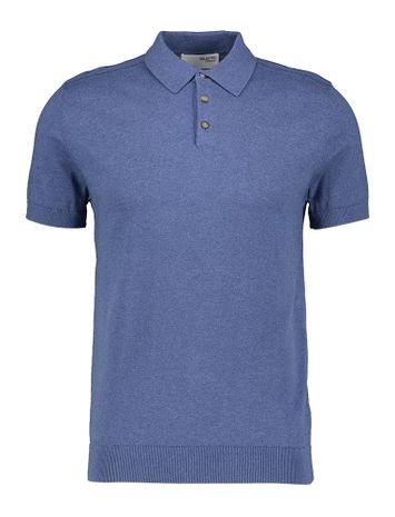Blauwkleurige katoenen polo Selected