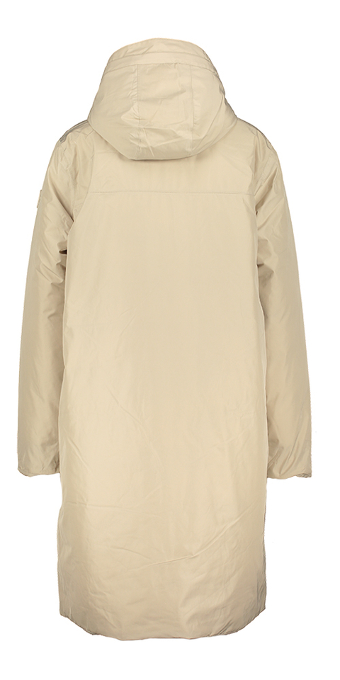 Beige lange jas met rits en kap Ekaitza Tanta