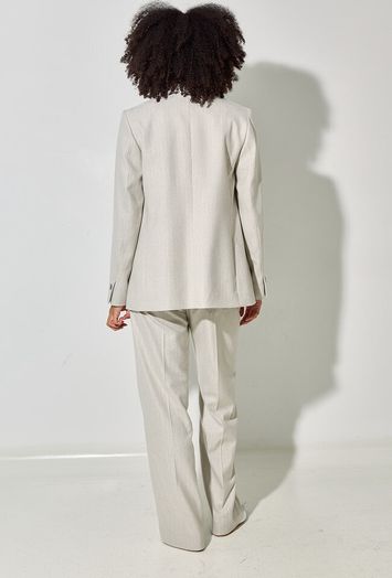 Zandkleureige geklede broek met zilveren glitterdraad Phocus Xandres