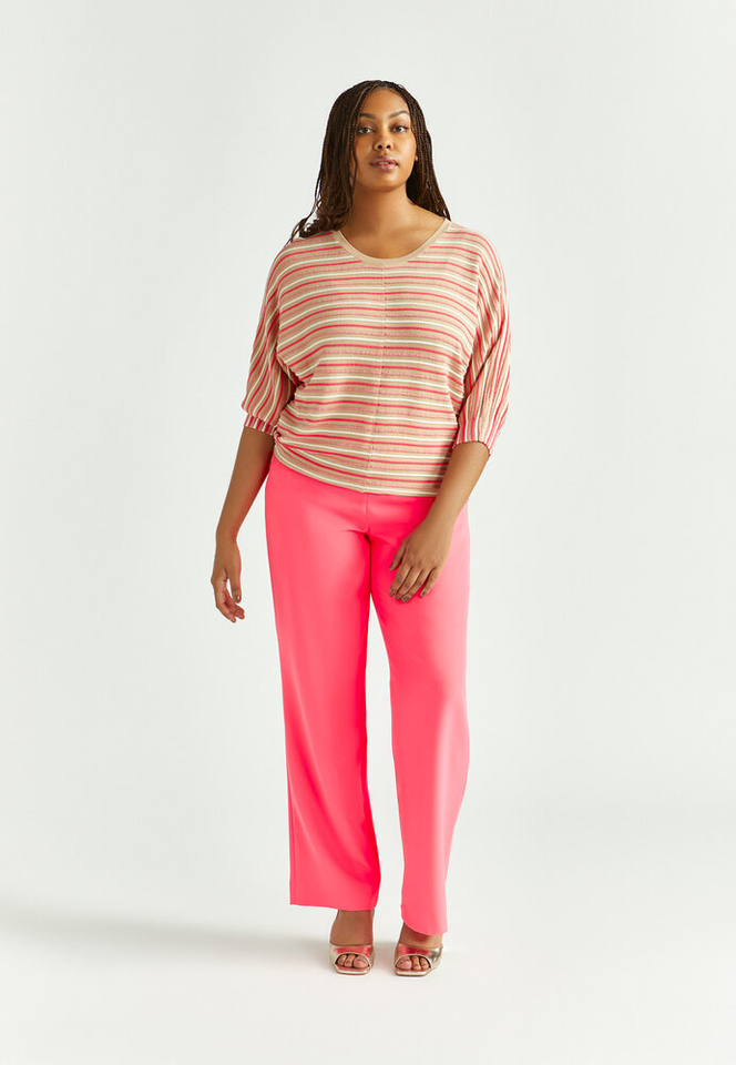 Fluo roze soepelvallende broek met elastiek Phocas Xandres