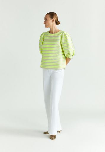 Beige bloes met fluo gele strepen Helga Xandres