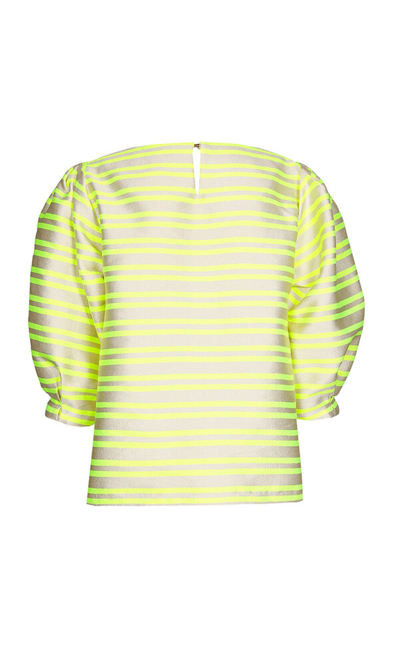 Beige bloes met fluo gele strepen Helga Xandres