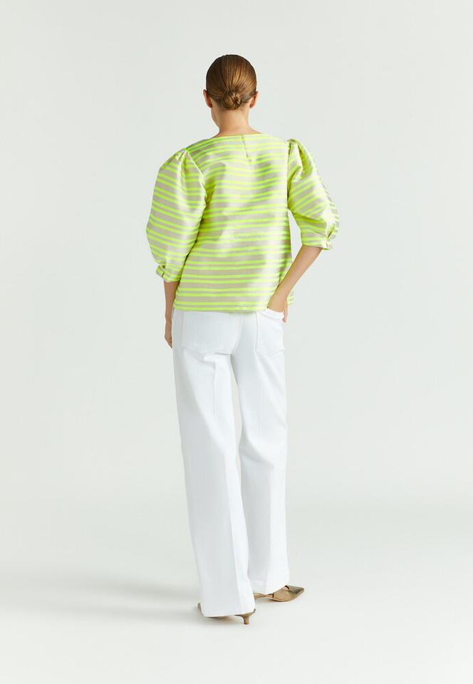 Beige bloes met fluo gele strepen Helga Xandres