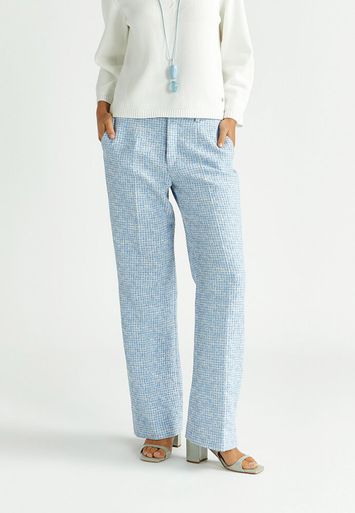 Blauwe geklede broek met print Panchita Xandres