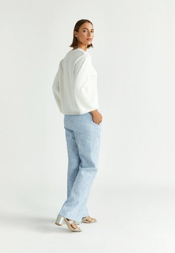 Blauwe geklede broek met print Panchita Xandres