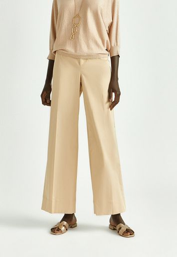 Camel kleurige wijde broek met bandplooi en hoge taille Portia Xandres