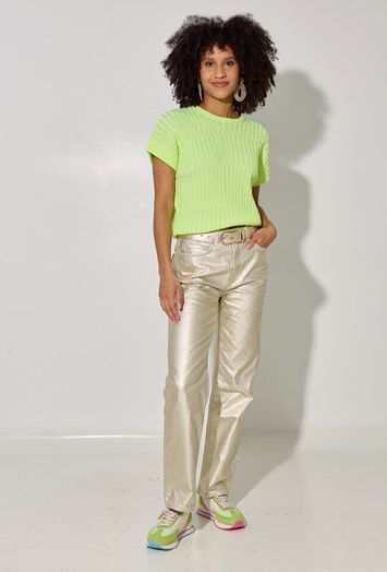 Goudkleurige broek met hoge taille Paula Xandres