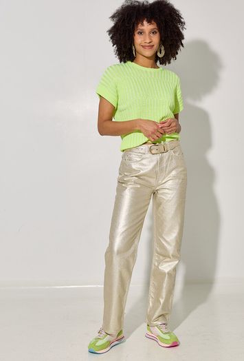 Goudkleurige broek met hoge taille Paula Xandres