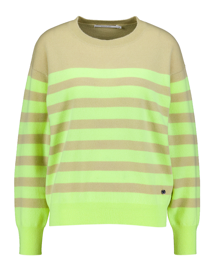 Taupe trui met groene strepen Kerlijne Xandres