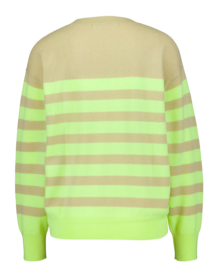 Taupe trui met groene strepen Kerlijne Xandres