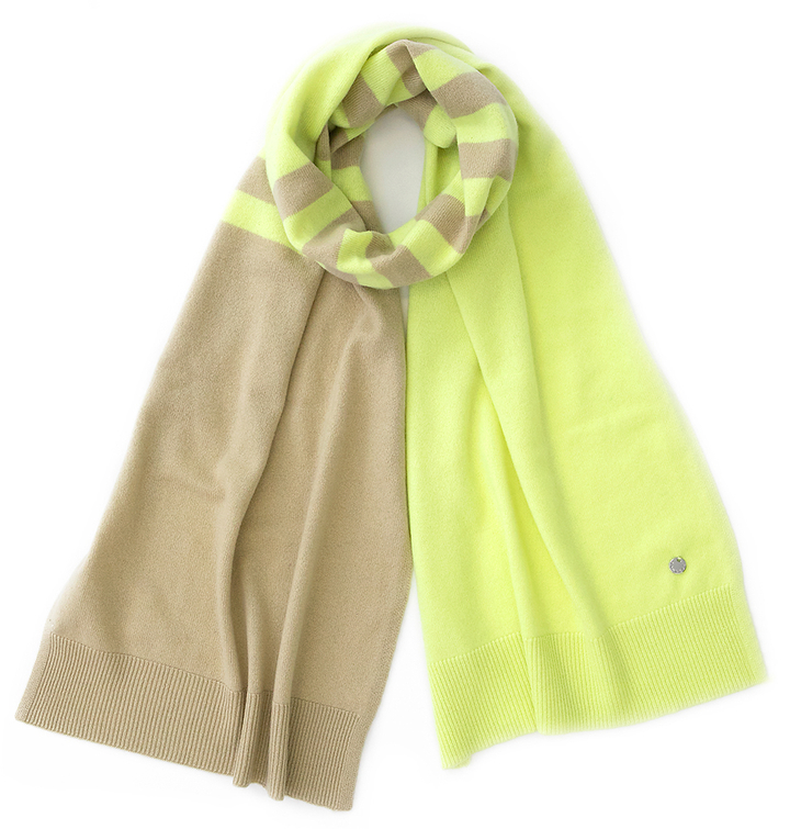 Muntgroene gestreepte sjaal in cashmere Kanoa Xandres