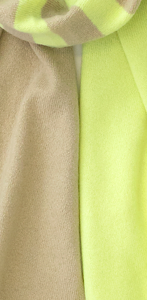 Muntgroene gestreepte sjaal in cashmere Kanoa Xandres