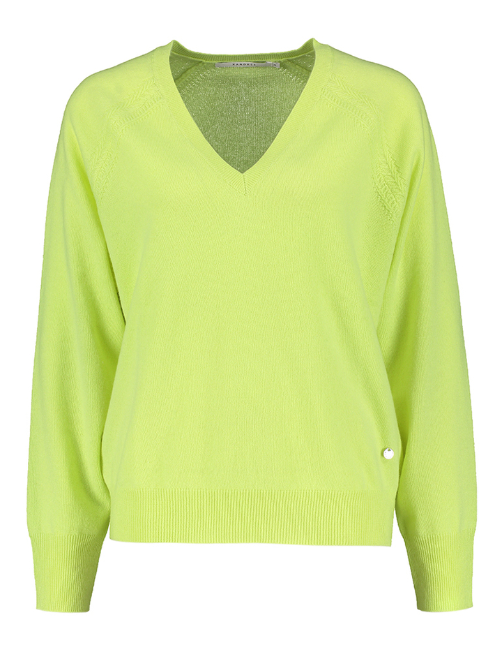 Gele trui met v hals in cashmere