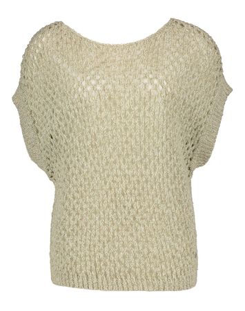 Taupe kleurige gehaakte trui met gouden draad Bowis Xandres