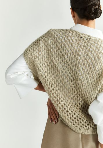 Taupe kleurige gehaakte trui met gouden draad Bowis Xandres