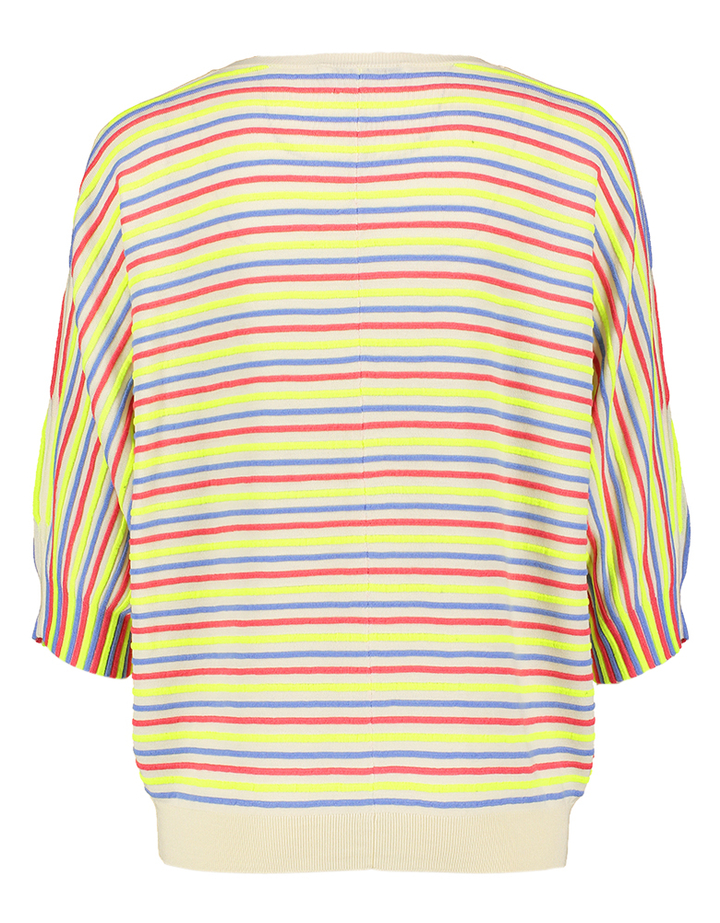 Beige pull met multicolor gestreept motief Gaboni Xandres