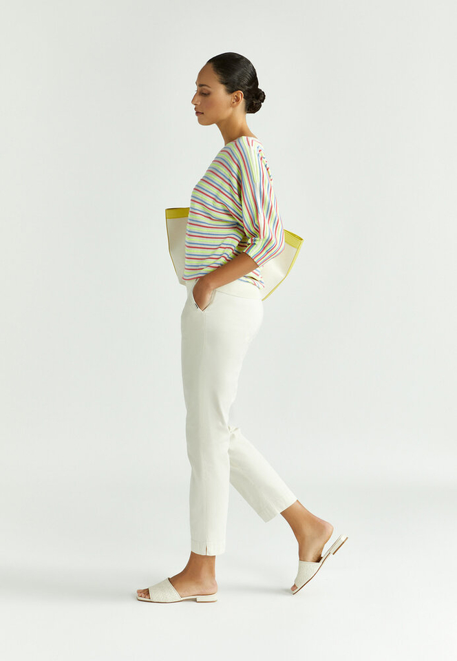 Beige pull met multicolor gestreept motief Gaboni Xandres