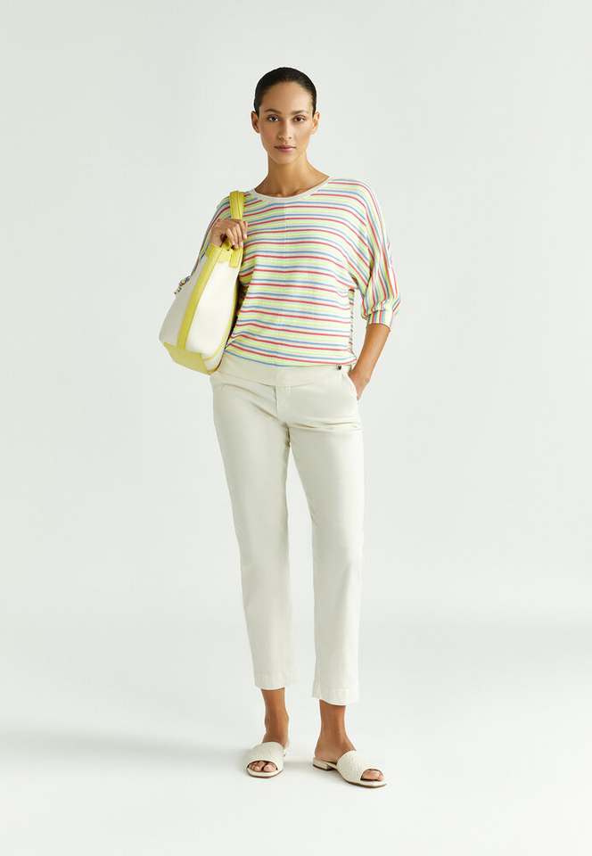 Beige pull met multicolor gestreept motief Gaboni Xandres