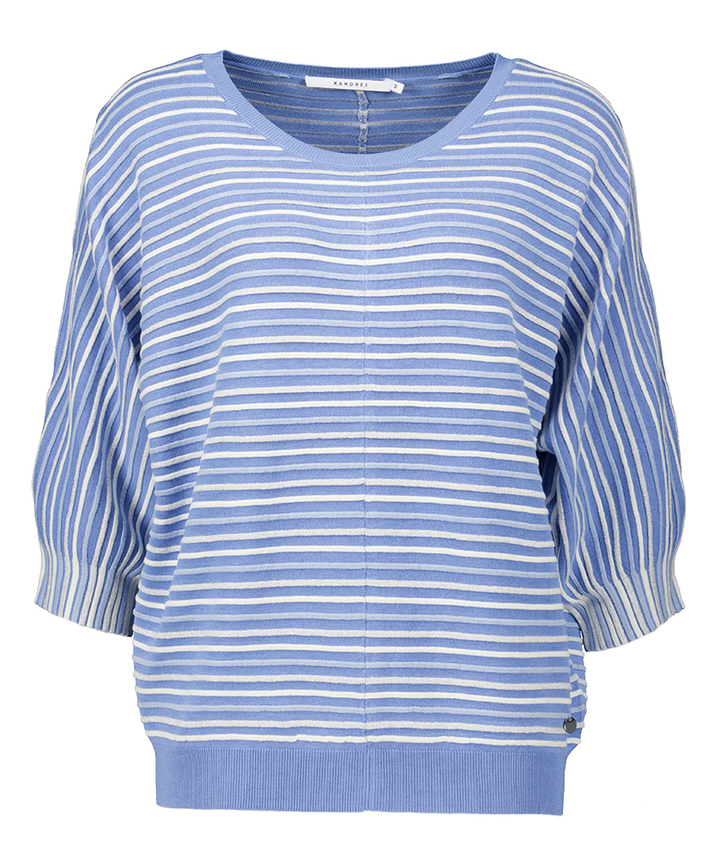 Blauwe gestreepte trui met glitteredraad Gaboni Xandres