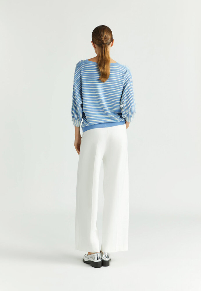 Blauwe gestreepte trui met glitteredraad Gaboni Xandres