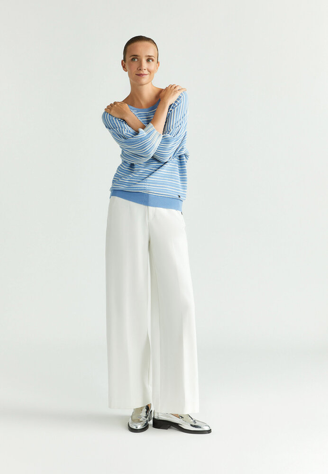 Blauwe gestreepte trui met glitteredraad Gaboni Xandres