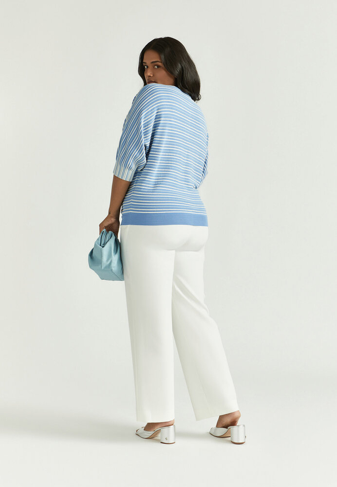 Blauwe gestreepte trui met glitteredraad Gaboni Xandres