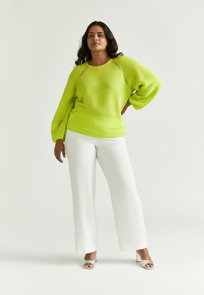 Fluo gele trui met ronde hals en lange mouwen Assana Xandres