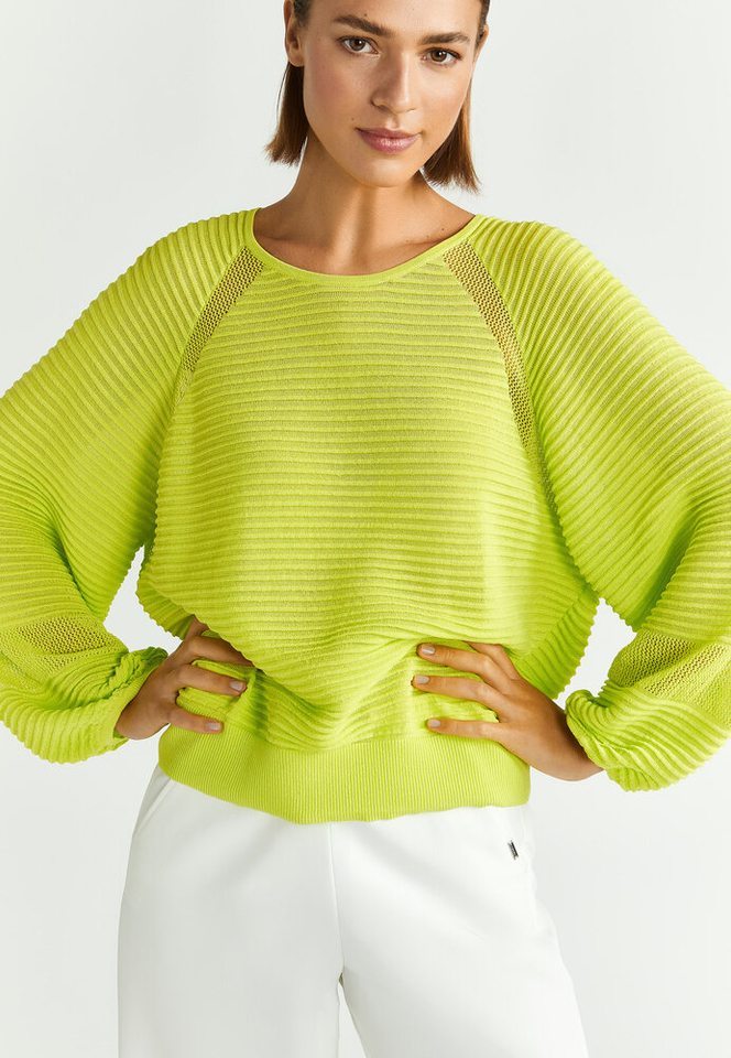 Fluo gele trui met ronde hals en lange mouwen Assana Xandres