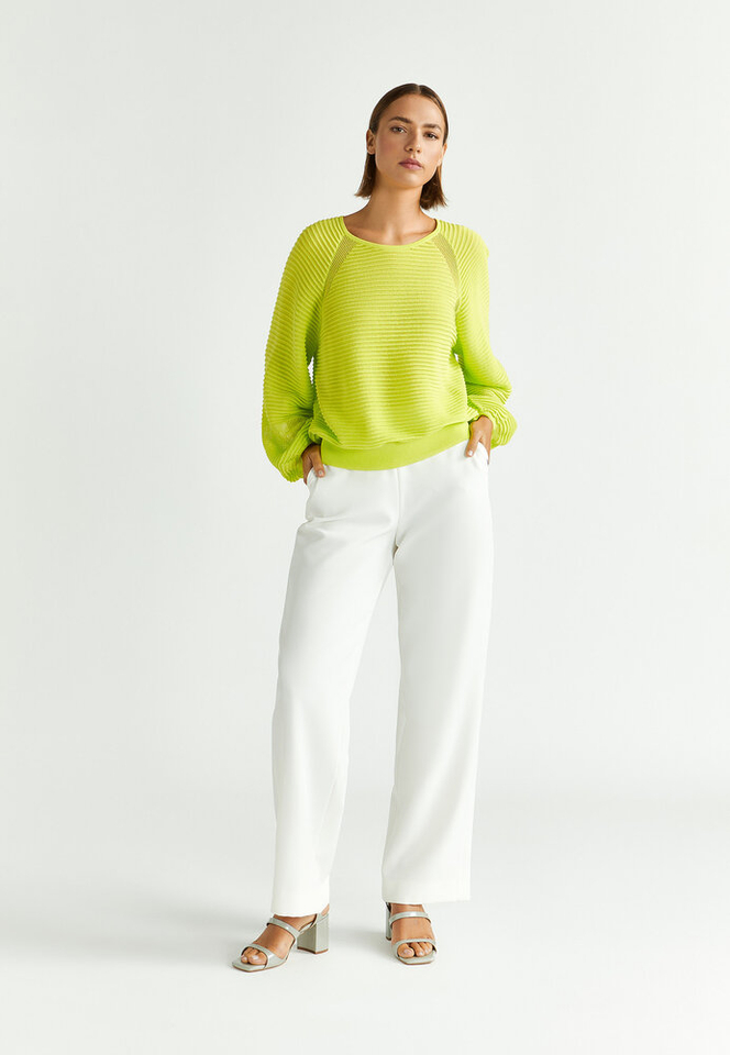Fluo gele trui met ronde hals en lange mouwen Assana Xandres