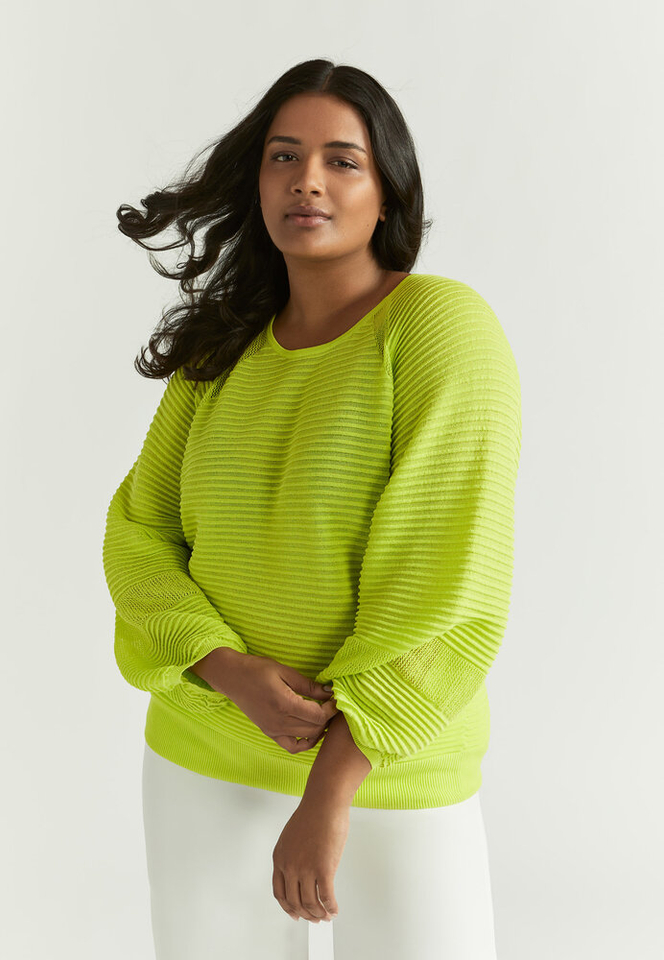 Fluo gele trui met ronde hals en lange mouwen Assana Xandres