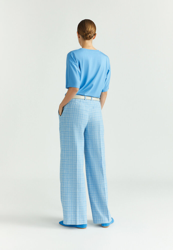 Blauwe t-shirt met band onderaan Frone Xandres