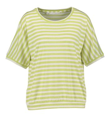 Wit en groen gestreepte t-shirt met ronde hals Hirokar Xandres