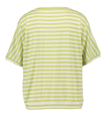 Wit en groen gestreepte t-shirt met ronde hals Hirokar Xandres