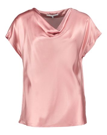 Roze zijden bloes met watervalkraag Hodina Xandres