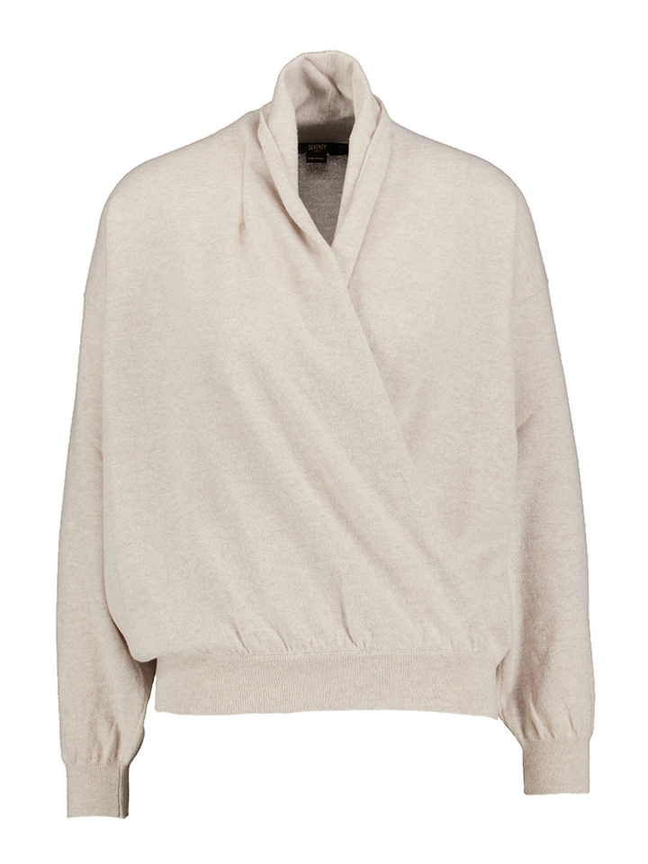 Beige wollen trui met overslag Seventy