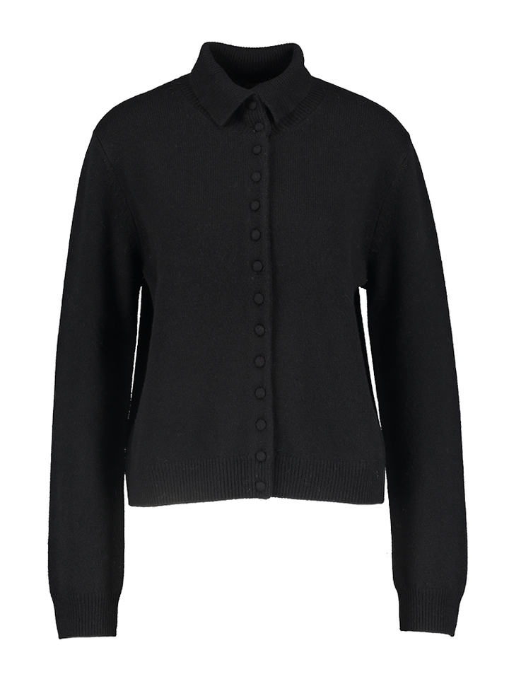 Zwarte wollen cardigan met opstaande kraag Seventy 