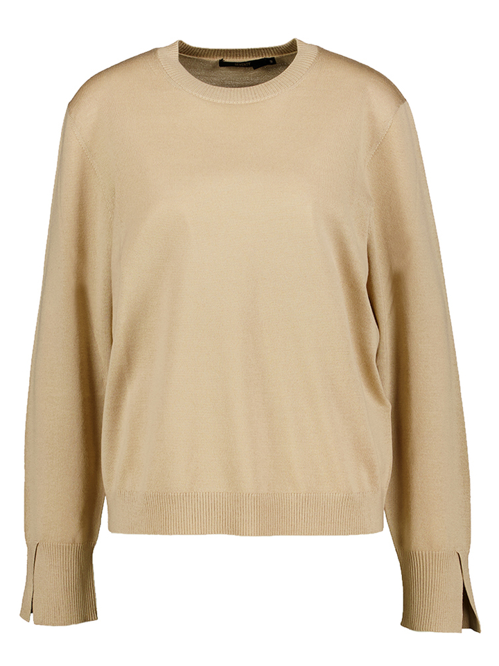 Camel kleurige wollen pull met split aan de mouw Seventy