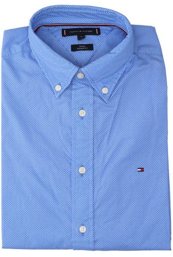 Blauw katoenen hemd (regular fit) met lichte print en lange mouwen Tommy Hilfiger