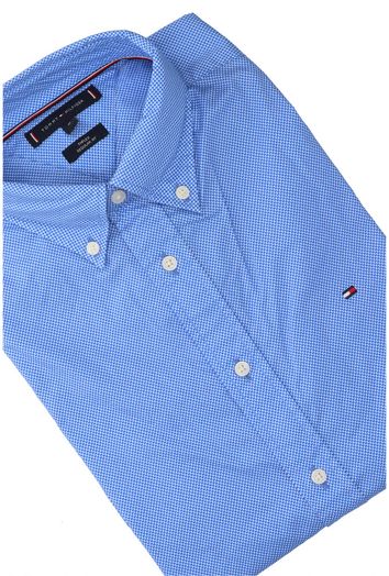 Blauw katoenen hemd (regular fit) met lichte print en lange mouwen Tommy Hilfiger