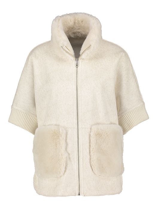 Ecru jas met korte mouwen en namaak pels Audrey Milestone