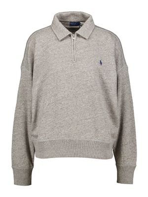 Grijze polo met korte rits en merklogo Ralph Lauren