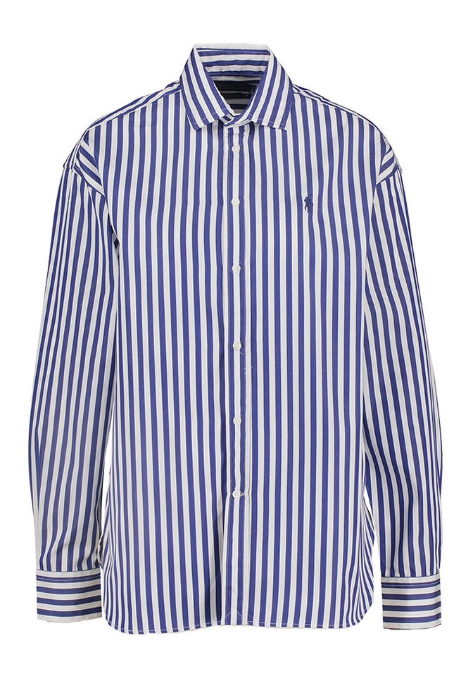 Blauw en wit gestreepte blouse met merklogo Ralph Lauren