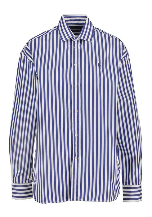 Blauw en wit gestreepte blouse met merklogo Ralph Lauren