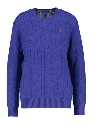 Kobaltblauwe wollen trui met ronde hals Ralph Lauren