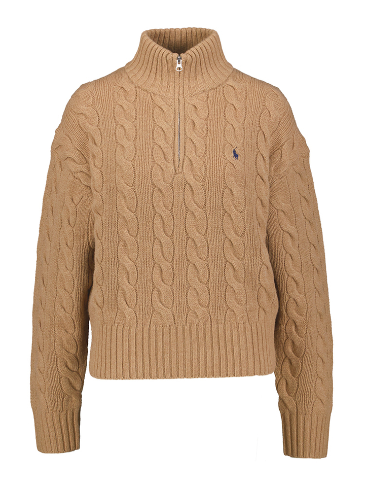 Camel melange pull met rits Ralph Lauren 