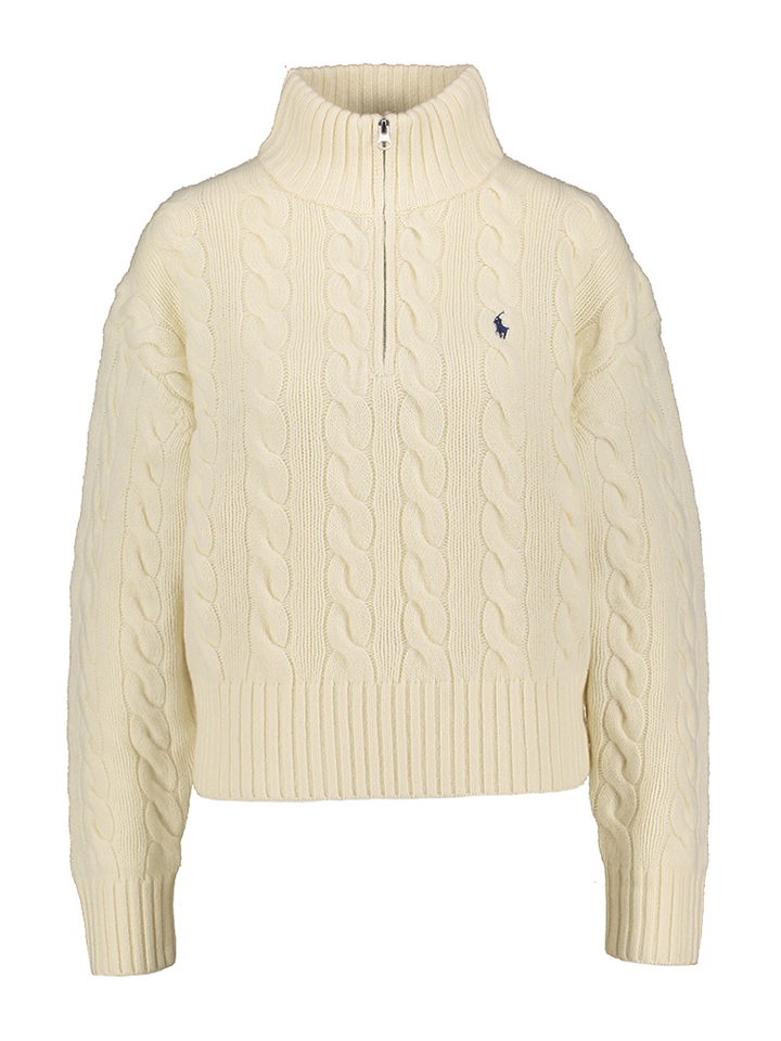 Ecru wollen gebreide kabeltrui Ralph Lauren 499210